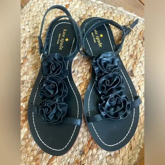 Kate Spade Caryl Rosette Black Sandals; 
size 8; Like New!  Only worn once! - Picture 5 of 7